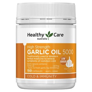 (PRE ORDER) Healthy Care High Strength Garlic Oil 5000mg 150 Capsules shelf life 2yrs